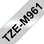 Taśma Brother TZe-M961 36mm srebrna matowa czarny nadruk