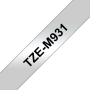 Taśma Brother TZe-M931 12mm srebrna matowa czarny nadruk