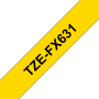Taśma laminowana TZe FX631 12mm, FLEXIBLE ID, elastyczna, nadruk czarny/żółte tło