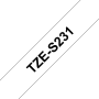 Taśma Brother TZe-S231 mocny klej 12 mm biała czarny nadruk