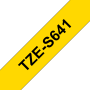 TZe-S641 mocny klej 18 mm żółta czarny nadruk