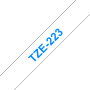 Taśma Brother TZe-223 9mm biała niebieski nadruk laminowana