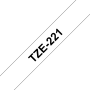 Taśma Brother TZe-221 9mm biała czarny nadruk laminowana