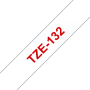 Taśma Brother TZe-132 12mm przezroczysta czerwony nadruk laminowana