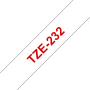 Taśma Brother TZe-232 12mm biała czerwony nadruk laminowana