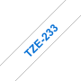 Taśma Brother TZe-233 12mm biała niebieski nadruk laminowana