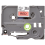Taśma Brother TZe-431 12mm czerwona czarny nadruk laminowana