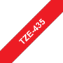 Taśma Brother TZe-435 12mm czerwona biały nadruk laminowana