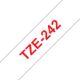 Taśma Brother TZe-242 18mm biała czerwony nadruk