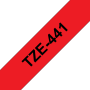 Taśma Brother TZe-441 18mm czerwona czarny nadruk
